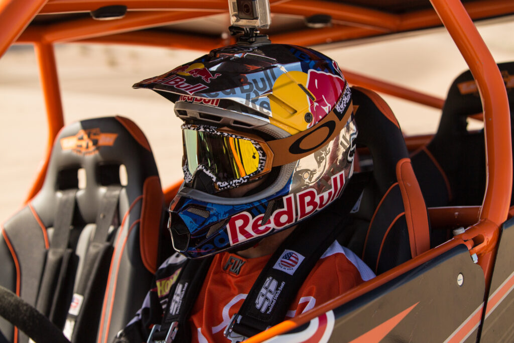 Ronnie Renner sits in his Polaris Racer - MotoSoul Production - Dumont Dunes California 2014