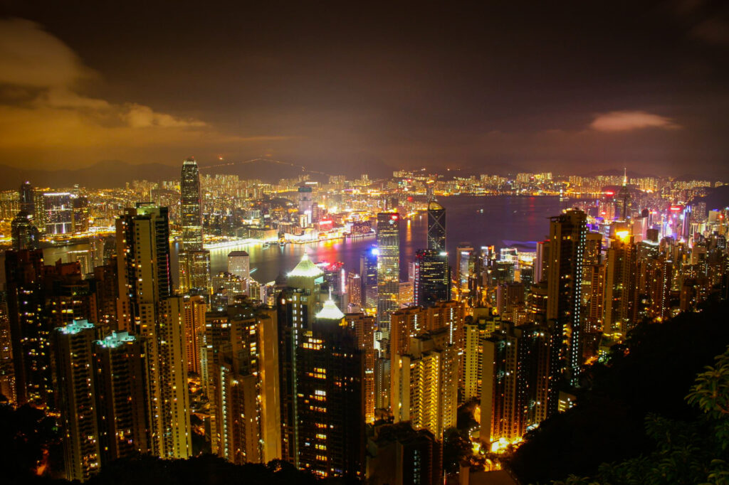 Skyline of Hong Kong at night - 2008